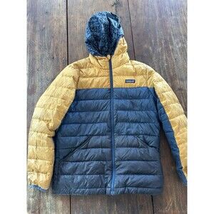 Patagonia Youth Boys XL/14 Reversible Down Hoody Tribbles Blue Puffer Jacket
